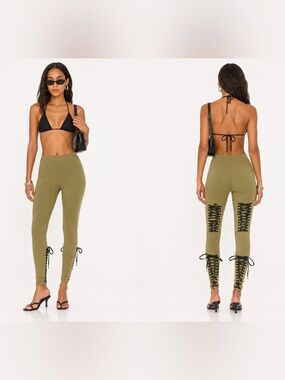 Nasty Gal Tie’s The Limit Lace Up Leggings - Green